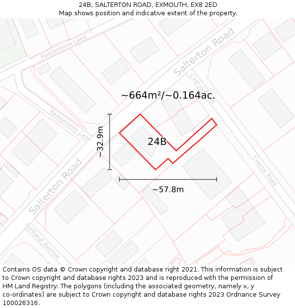 24B, SALTERTON ROAD, EXMOUTH, EX8 2ED: Plot and title map