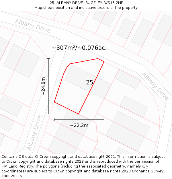 25, ALBANY DRIVE, RUGELEY, WS15 2HP: Plot and title map