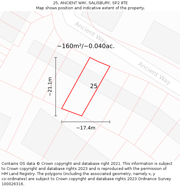 25, ANCIENT WAY, SALISBURY, SP2 8TE: Plot and title map