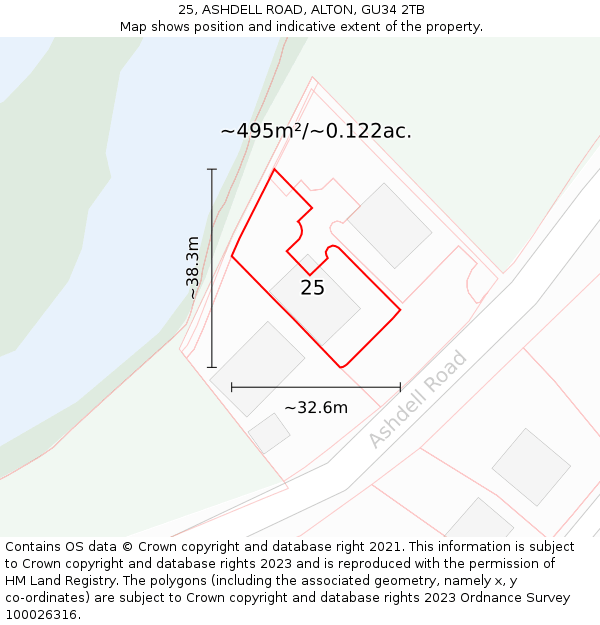 25, ASHDELL ROAD, ALTON, GU34 2TB: Plot and title map