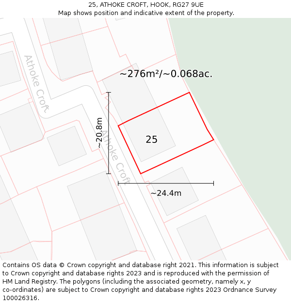 25, ATHOKE CROFT, HOOK, RG27 9UE: Plot and title map