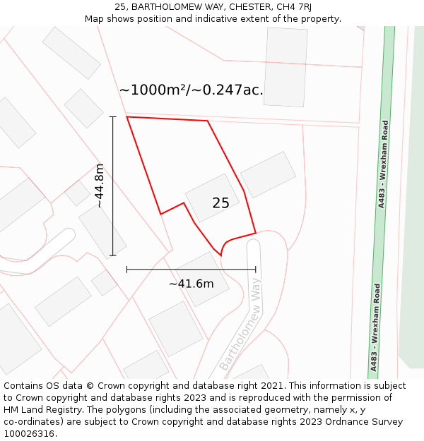 25, BARTHOLOMEW WAY, CHESTER, CH4 7RJ: Plot and title map