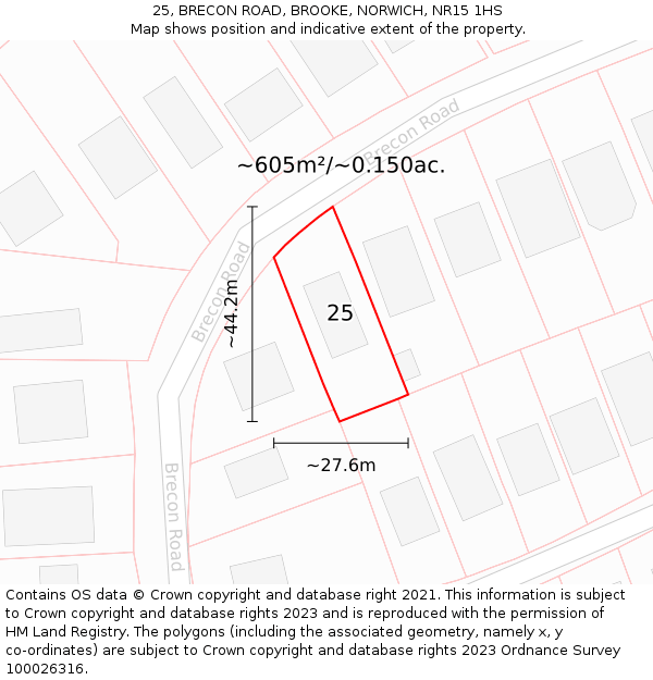 25, BRECON ROAD, BROOKE, NORWICH, NR15 1HS: Plot and title map