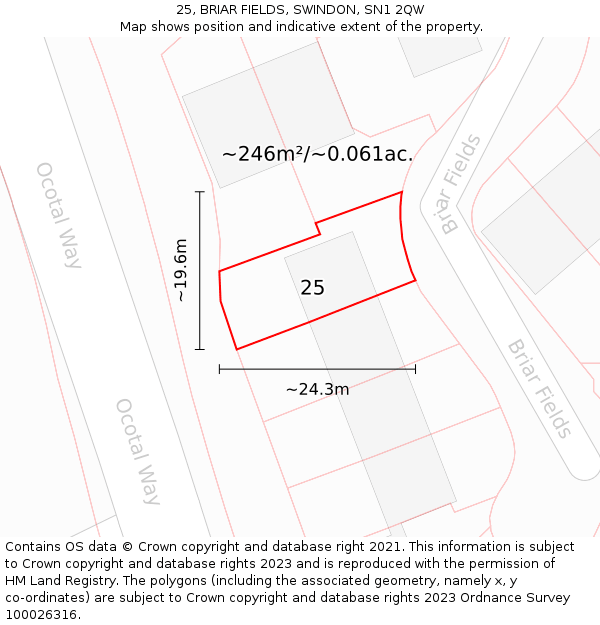 25, BRIAR FIELDS, SWINDON, SN1 2QW: Plot and title map