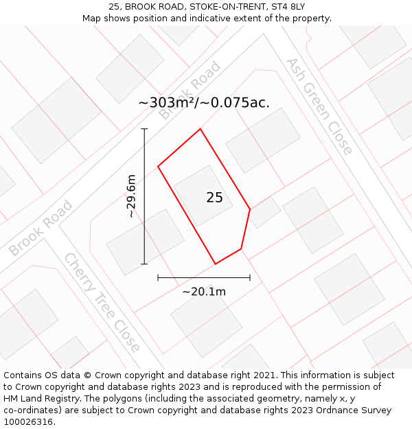 25, BROOK ROAD, STOKE-ON-TRENT, ST4 8LY: Plot and title map