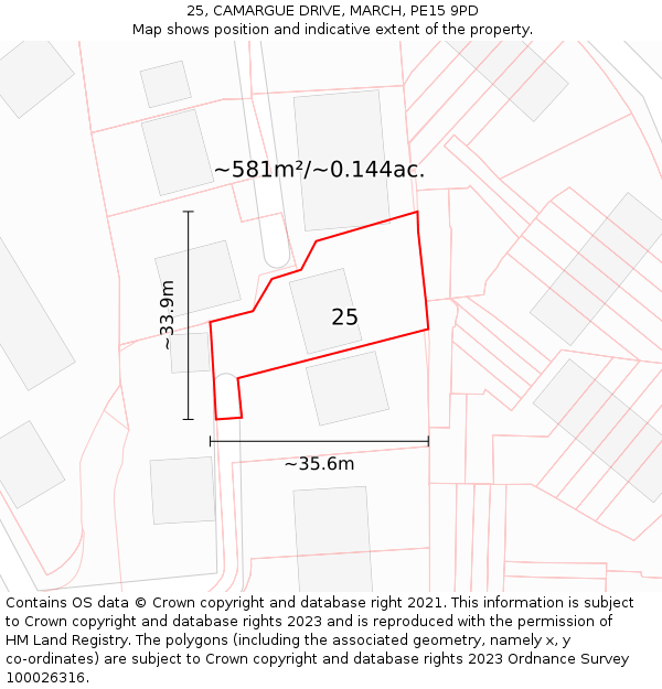 25, CAMARGUE DRIVE, MARCH, PE15 9PD: Plot and title map