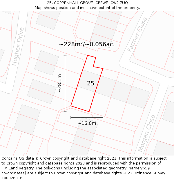 25, COPPENHALL GROVE, CREWE, CW2 7UQ: Plot and title map