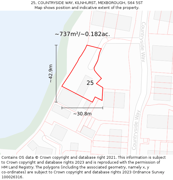 25, COUNTRYSIDE WAY, KILNHURST, MEXBOROUGH, S64 5ST: Plot and title map