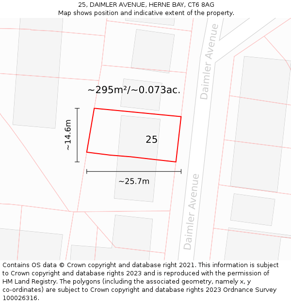 25, DAIMLER AVENUE, HERNE BAY, CT6 8AG: Plot and title map