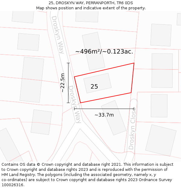 25, DROSKYN WAY, PERRANPORTH, TR6 0DS: Plot and title map