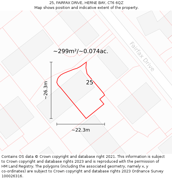 25, FAIRFAX DRIVE, HERNE BAY, CT6 6QZ: Plot and title map