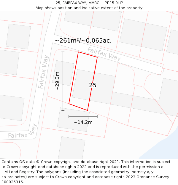 25, FAIRFAX WAY, MARCH, PE15 9HP: Plot and title map