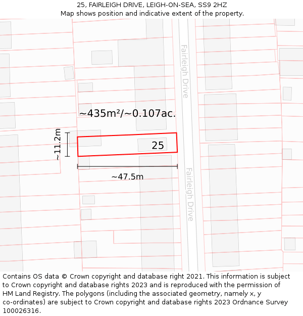 25, FAIRLEIGH DRIVE, LEIGH-ON-SEA, SS9 2HZ: Plot and title map