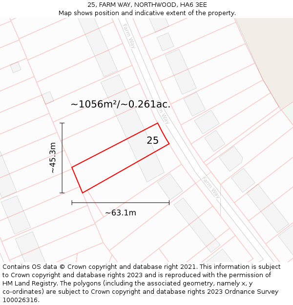 25, FARM WAY, NORTHWOOD, HA6 3EE: Plot and title map