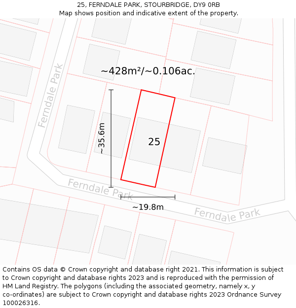 25, FERNDALE PARK, STOURBRIDGE, DY9 0RB: Plot and title map