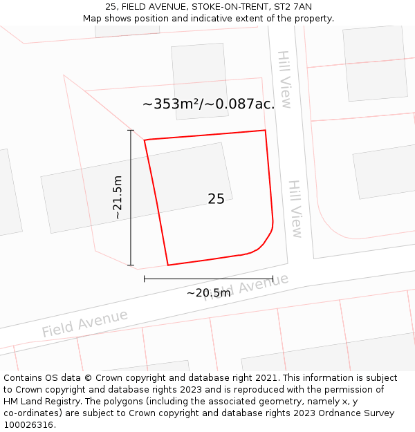 25, FIELD AVENUE, STOKE-ON-TRENT, ST2 7AN: Plot and title map