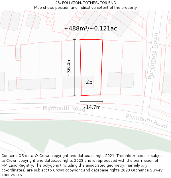 25, FOLLATON, TOTNES, TQ9 5ND: Plot and title map