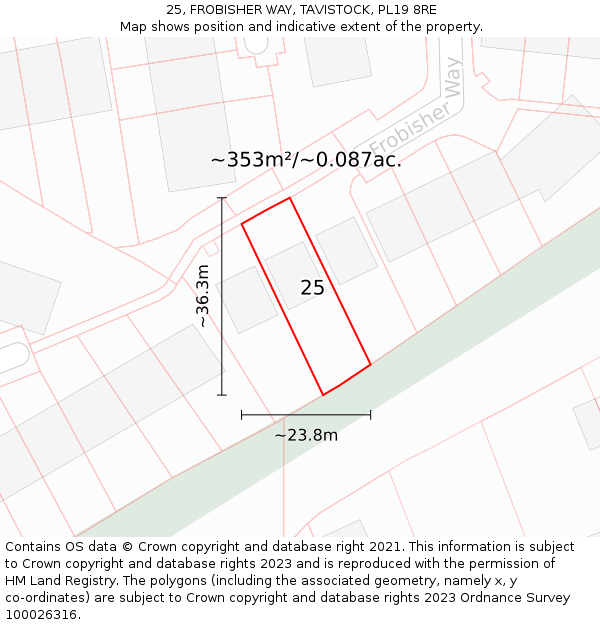 25, FROBISHER WAY, TAVISTOCK, PL19 8RE: Plot and title map