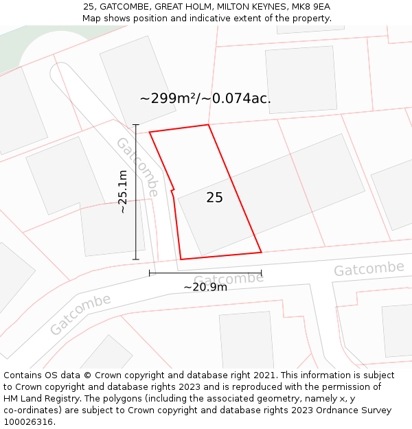 25, GATCOMBE, GREAT HOLM, MILTON KEYNES, MK8 9EA: Plot and title map