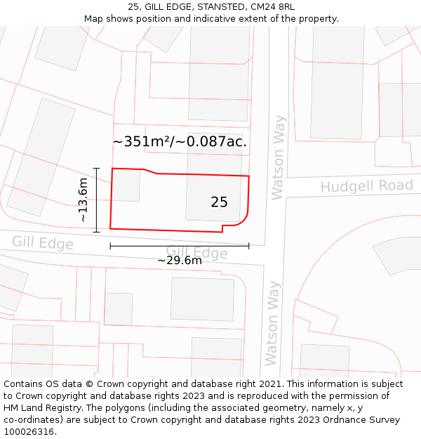 25, GILL EDGE, STANSTED, CM24 8RL: Plot and title map