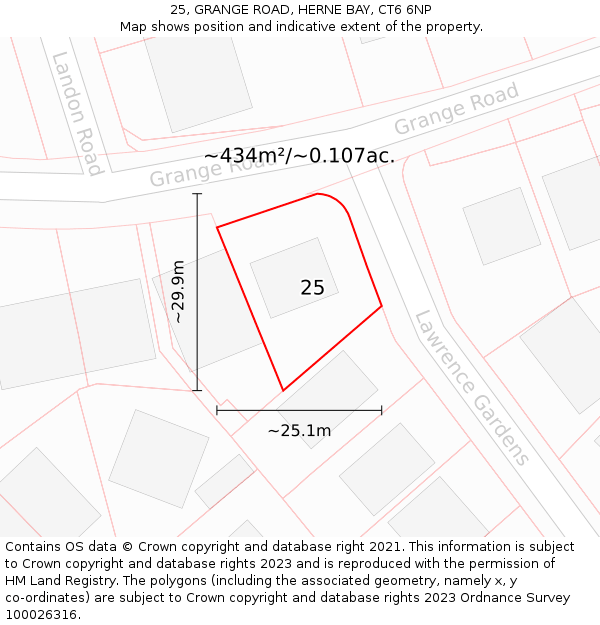 25, GRANGE ROAD, HERNE BAY, CT6 6NP: Plot and title map