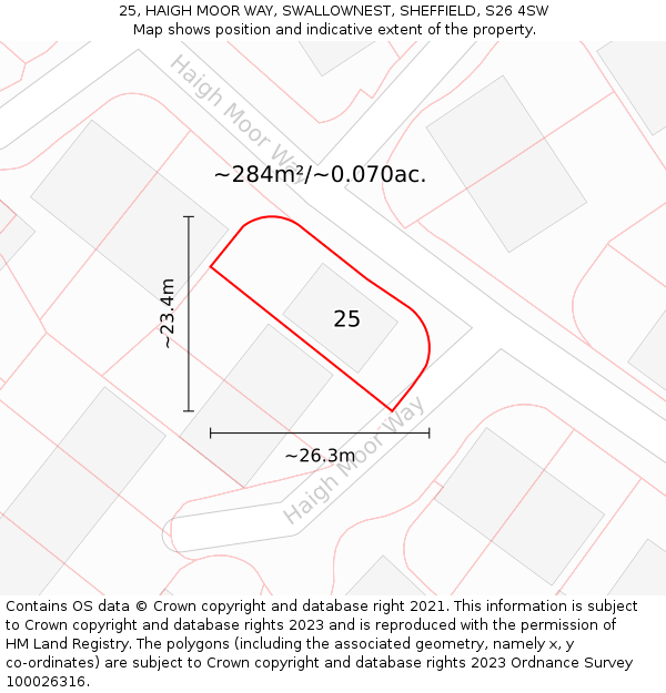 25, HAIGH MOOR WAY, SWALLOWNEST, SHEFFIELD, S26 4SW: Plot and title map