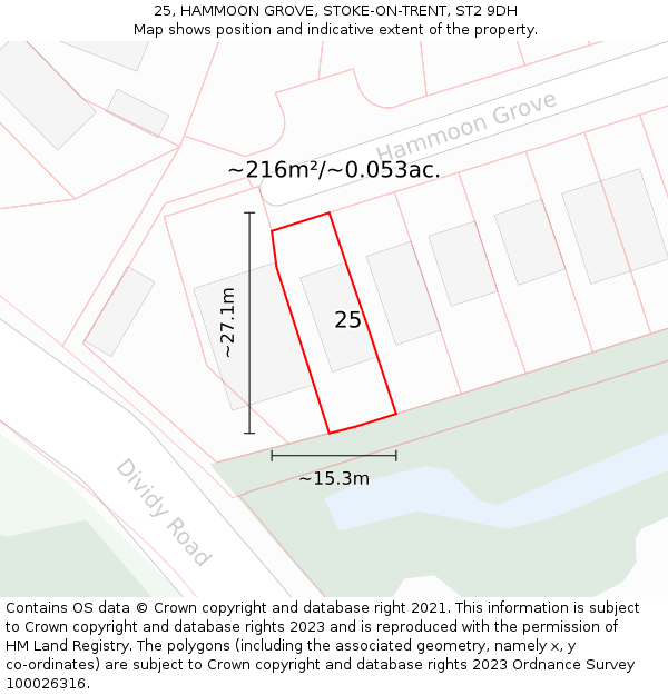 25, HAMMOON GROVE, STOKE-ON-TRENT, ST2 9DH: Plot and title map