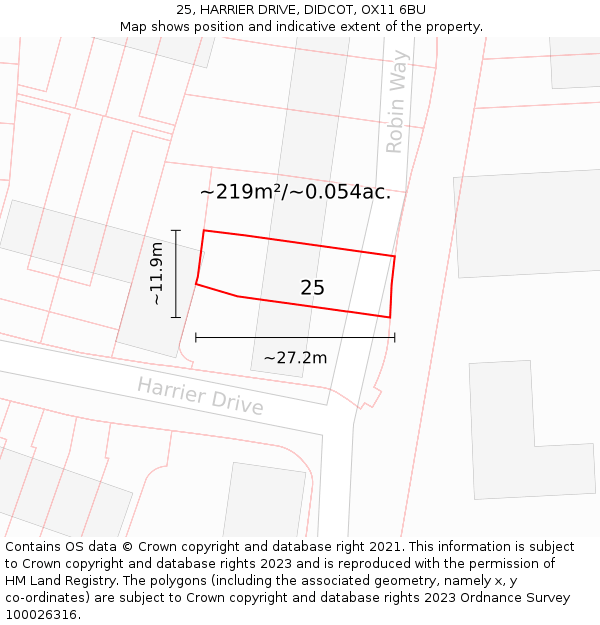 25, HARRIER DRIVE, DIDCOT, OX11 6BU: Plot and title map