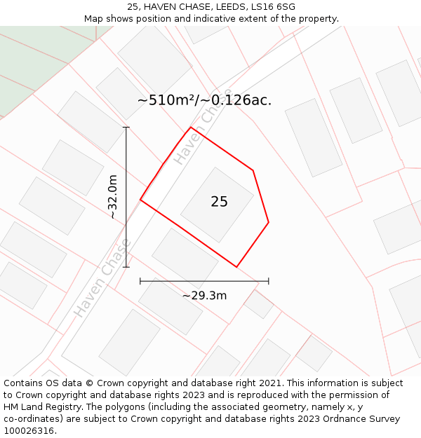 25, HAVEN CHASE, LEEDS, LS16 6SG: Plot and title map