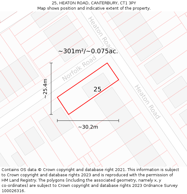 25, HEATON ROAD, CANTERBURY, CT1 3PY: Plot and title map