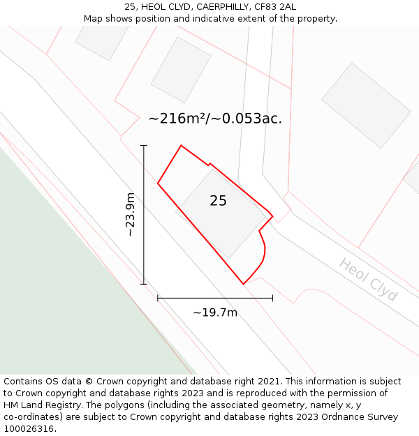 25, HEOL CLYD, CAERPHILLY, CF83 2AL: Plot and title map