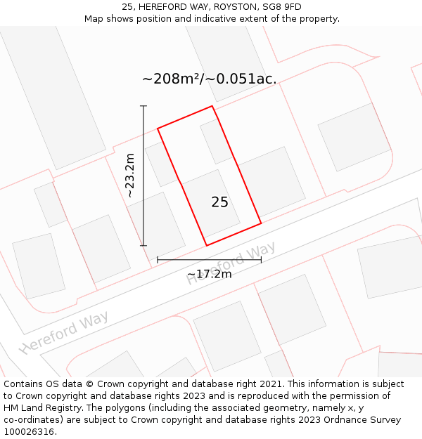 25, HEREFORD WAY, ROYSTON, SG8 9FD: Plot and title map