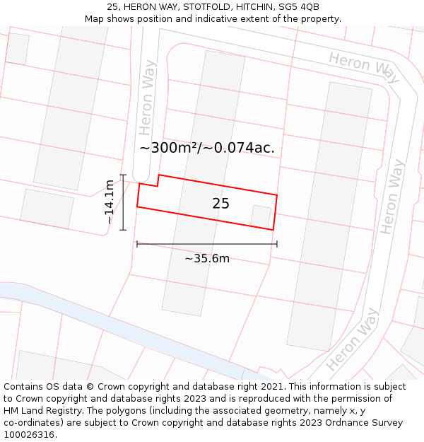 25, HERON WAY, STOTFOLD, HITCHIN, SG5 4QB: Plot and title map