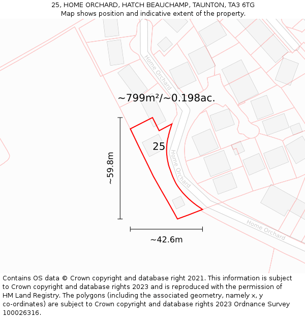 25, HOME ORCHARD, HATCH BEAUCHAMP, TAUNTON, TA3 6TG: Plot and title map