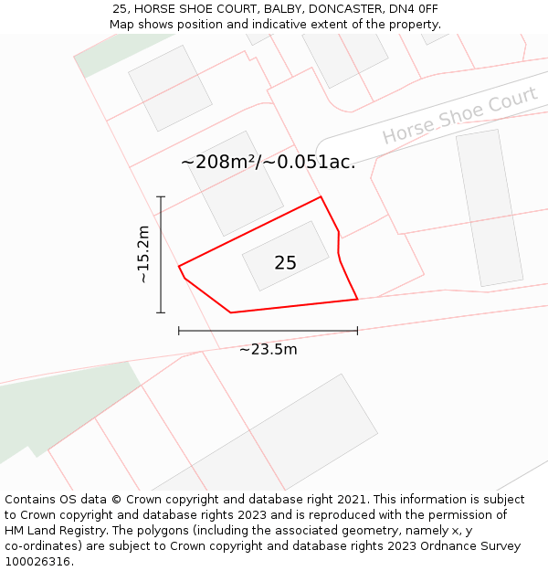 25, HORSE SHOE COURT, BALBY, DONCASTER, DN4 0FF: Plot and title map