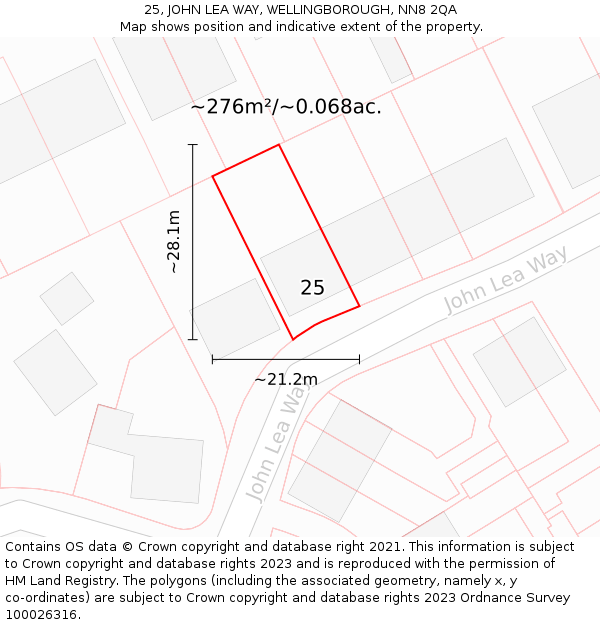 25, JOHN LEA WAY, WELLINGBOROUGH, NN8 2QA: Plot and title map