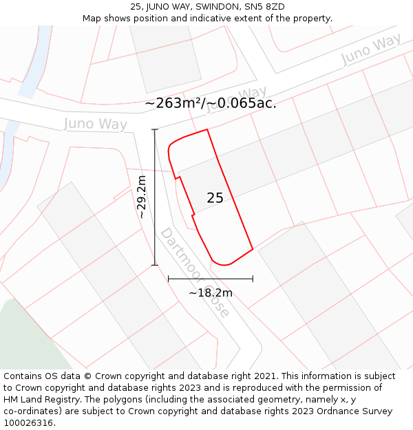 25, JUNO WAY, SWINDON, SN5 8ZD: Plot and title map