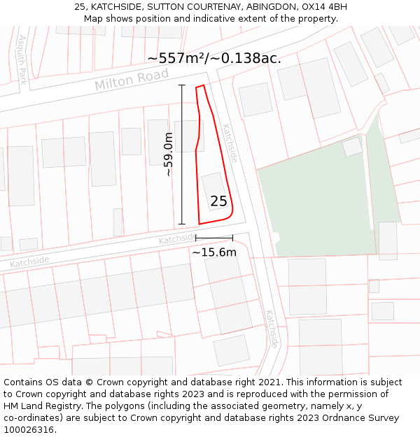 25, KATCHSIDE, SUTTON COURTENAY, ABINGDON, OX14 4BH: Plot and title map