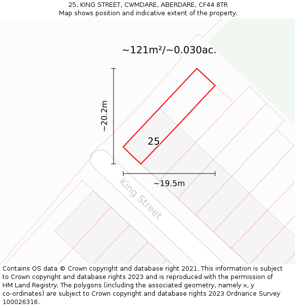 25, KING STREET, CWMDARE, ABERDARE, CF44 8TR: Plot and title map