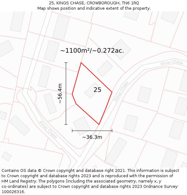 25, KINGS CHASE, CROWBOROUGH, TN6 1RQ: Plot and title map
