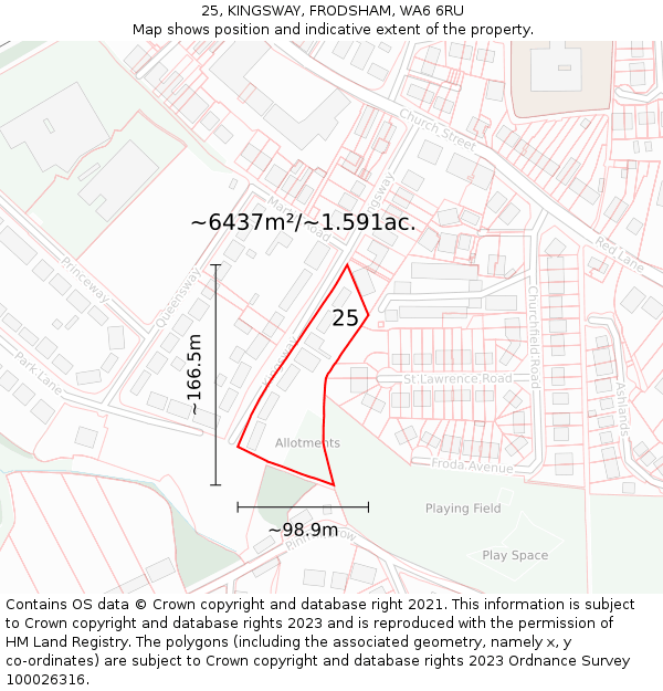 25, KINGSWAY, FRODSHAM, WA6 6RU: Plot and title map