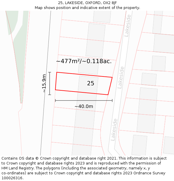 25, LAKESIDE, OXFORD, OX2 8JF: Plot and title map