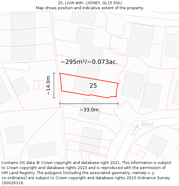 25, LIVIA WAY, LYDNEY, GL15 5NU: Plot and title map