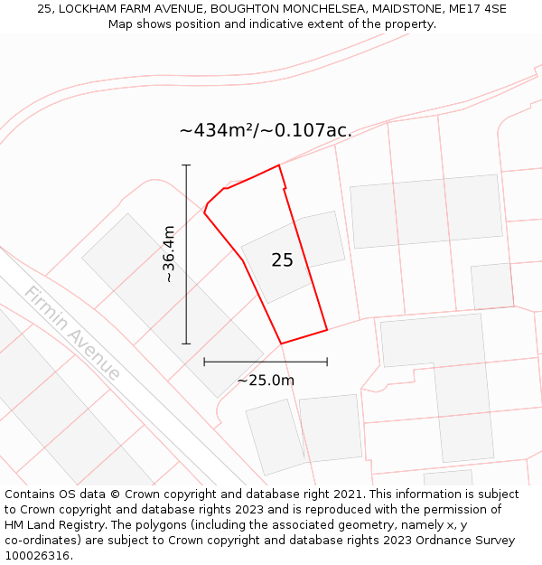 25, LOCKHAM FARM AVENUE, BOUGHTON MONCHELSEA, MAIDSTONE, ME17 4SE: Plot and title map