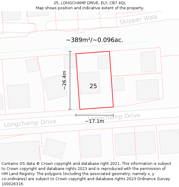 25, LONGCHAMP DRIVE, ELY, CB7 4QL: Plot and title map