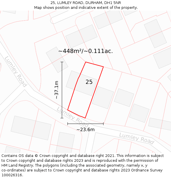 25, LUMLEY ROAD, DURHAM, DH1 5NR: Plot and title map