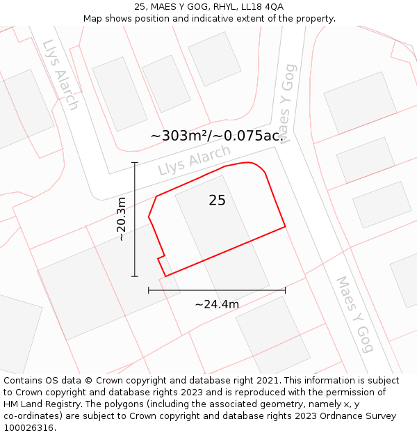 25, MAES Y GOG, RHYL, LL18 4QA: Plot and title map