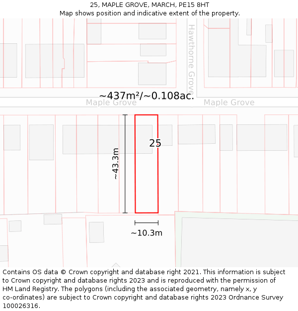 25, MAPLE GROVE, MARCH, PE15 8HT: Plot and title map