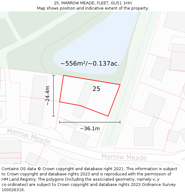 25, MARROW MEADE, FLEET, GU51 1HH: Plot and title map