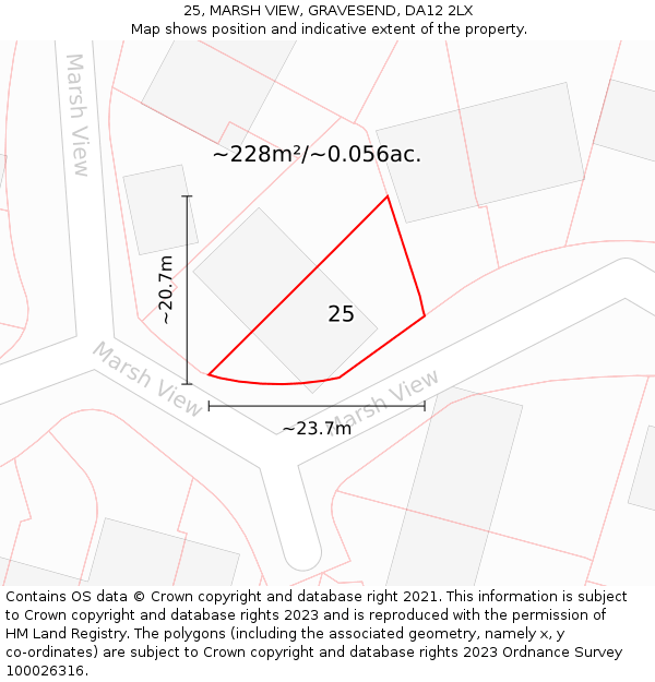 25, MARSH VIEW, GRAVESEND, DA12 2LX: Plot and title map